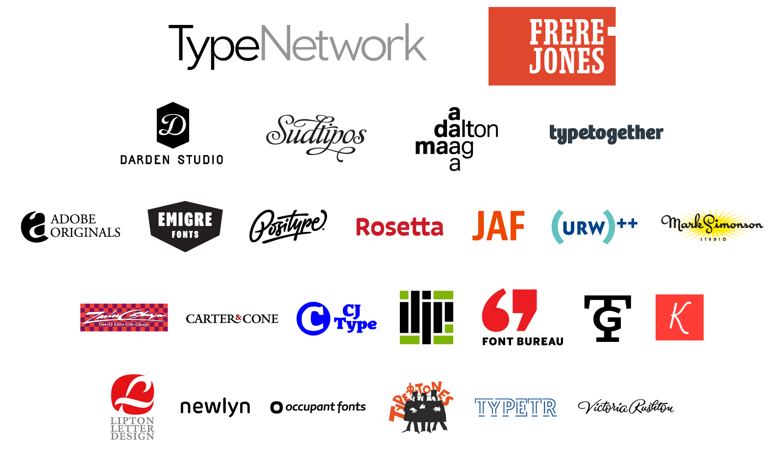Typekit Marketplace foundry partner logos