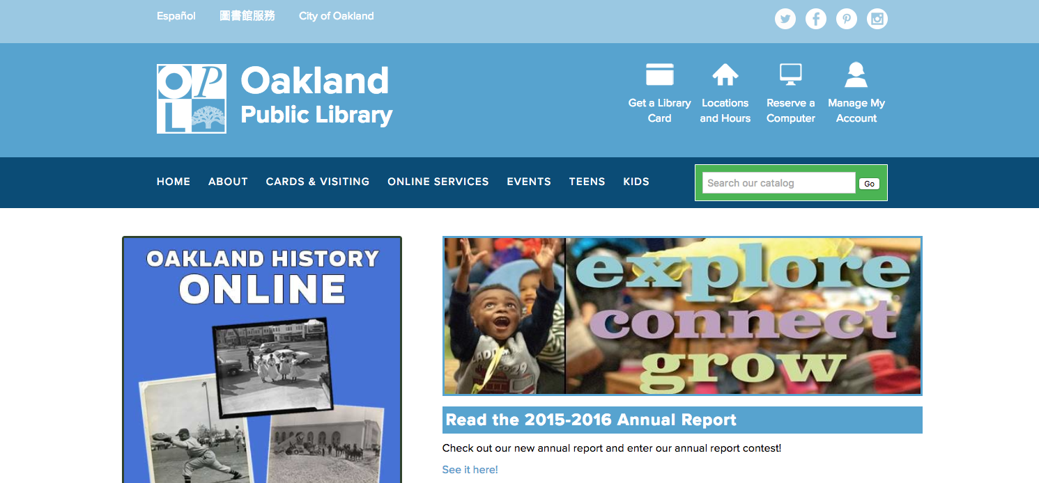 Oakland Public Library website