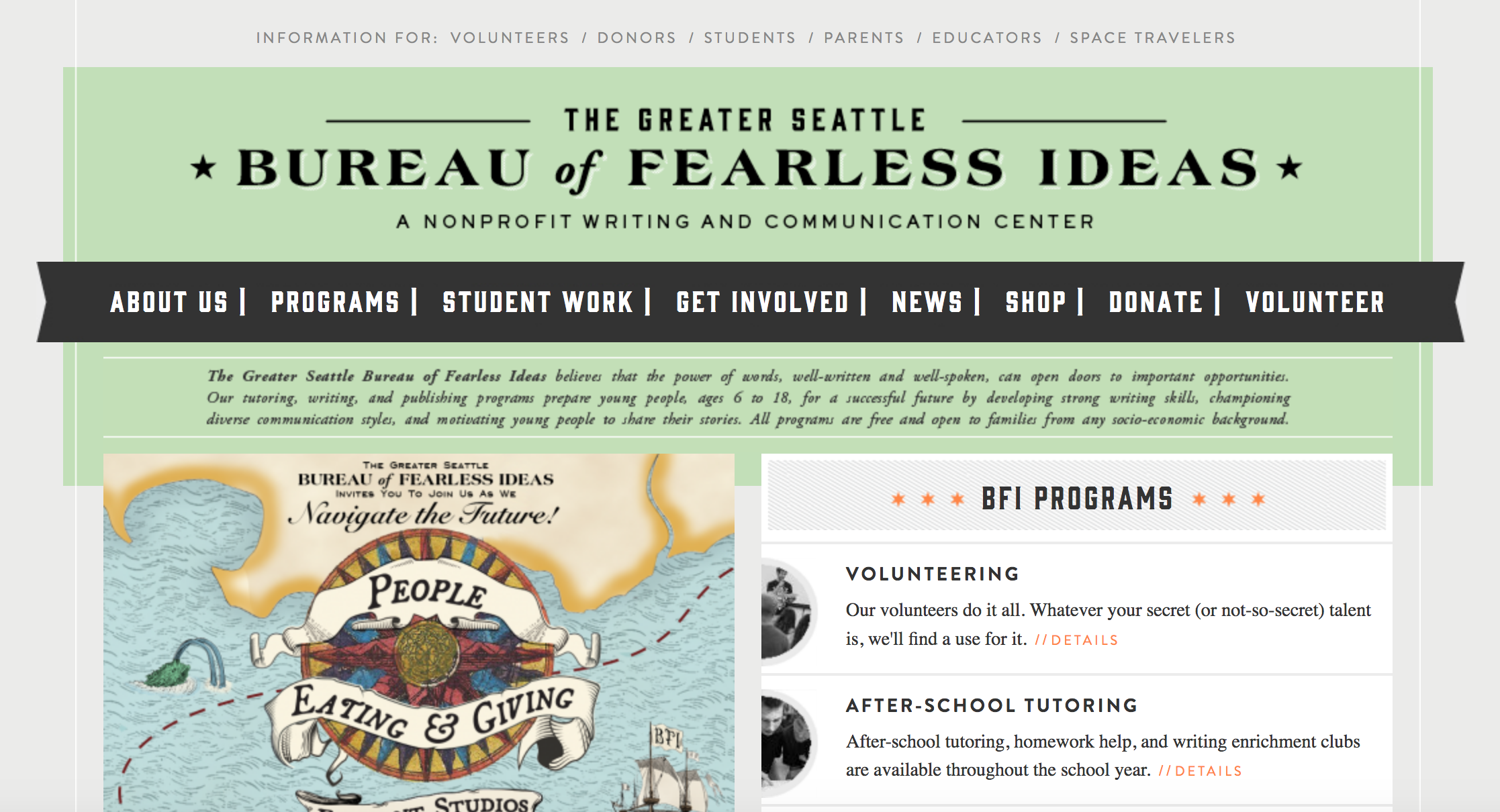 Greater Seattle Bureau of Fearless Ideas website
