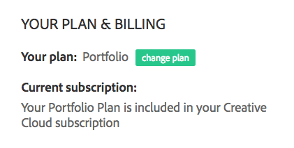Account page details showing a Portfolio Plan