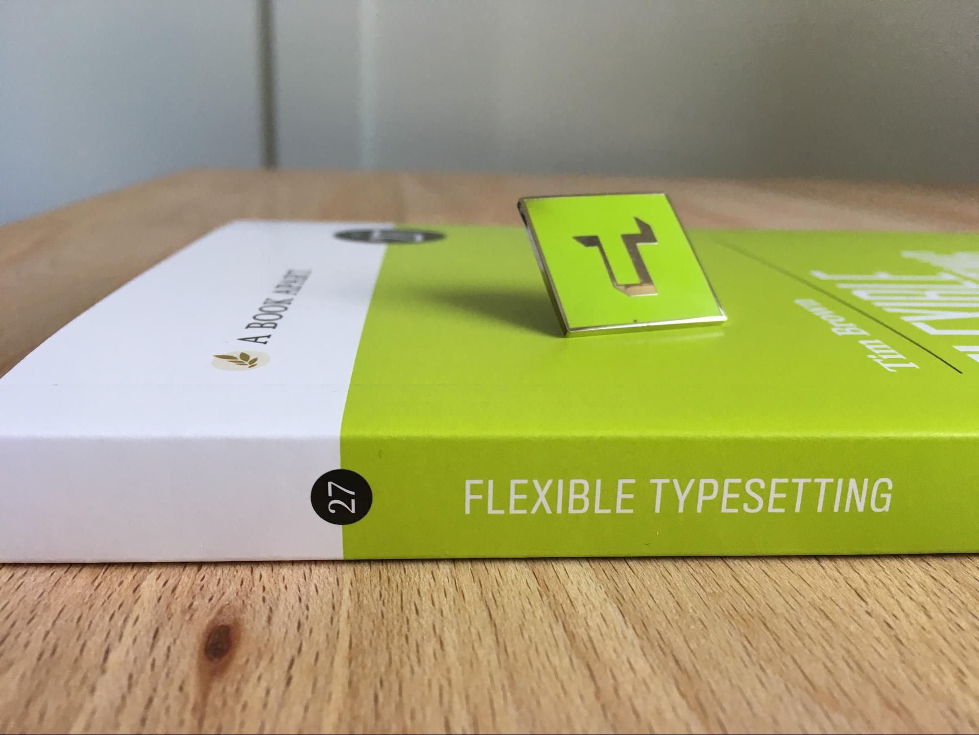 Flexible Typesetting book with Typekit pin on top